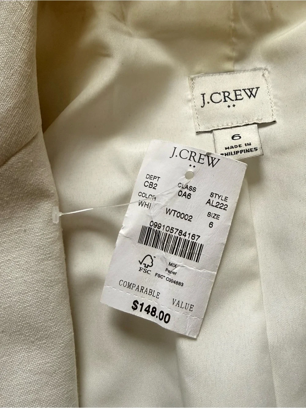 J. Crew Women's Ivory Tailored Single-Button Blazer